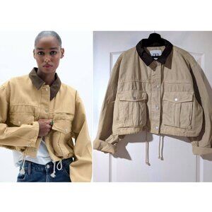 NEW Zara | Contrast Cropped Barn Jacket